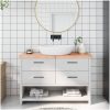 Bänkskiva badrum ljusbrun 120x30x(2-4) cm behandlat massivt trä vidaXL 120 x 30 x 4 cm – miniatyr 1