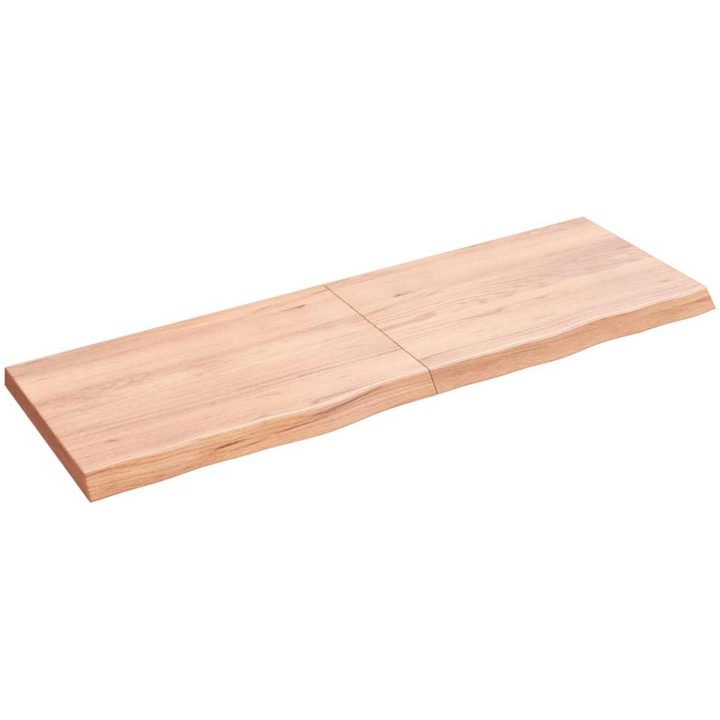 Bänkskiva badrum ljusbrun 120x40x(2-4) cm behandlat massivt trä vidaXL 120 x 40 x 4 cm – bild 2