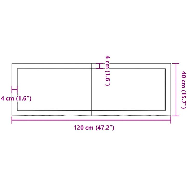 Bänkskiva badrum ljusbrun 120x40x(2-4) cm behandlat massivt trä vidaXL 120 x 40 x 4 cm – bild 11