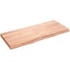 Bänkskiva badrum ljusbrun 120x50x(2-6) cm behandlat massivt trä vidaXL 120 x 50 x 6 cm – miniatyr 2