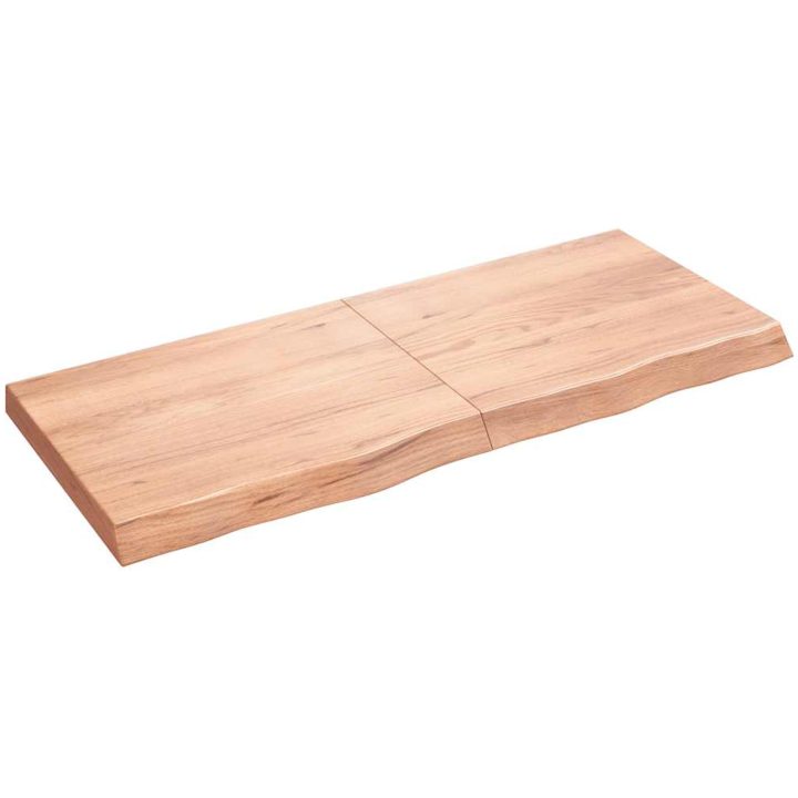 Bänkskiva badrum ljusbrun 120x50x(2-6) cm behandlat massivt trä vidaXL 120 x 50 x 6 cm – bild 2