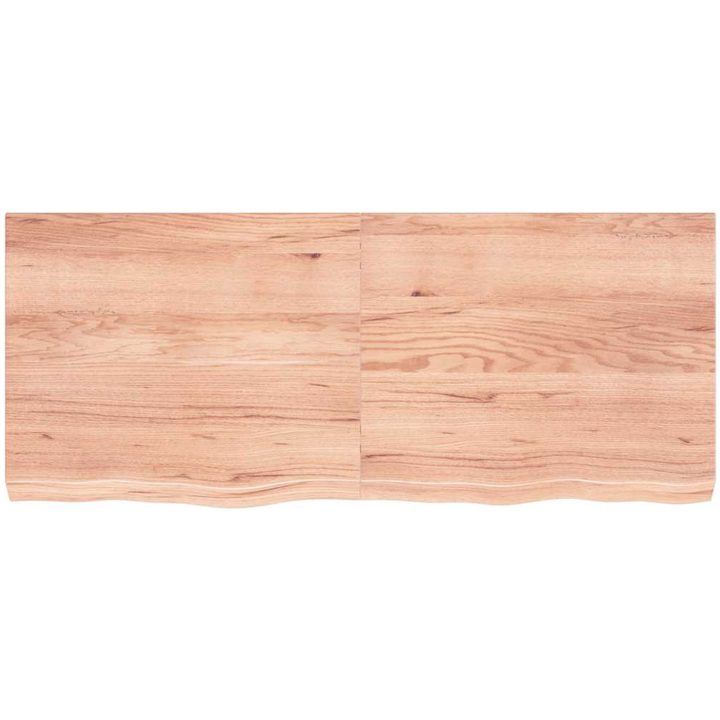 Bänkskiva badrum ljusbrun 120x50x(2-6) cm behandlat massivt trä vidaXL 120 x 50 x 6 cm – bild 3