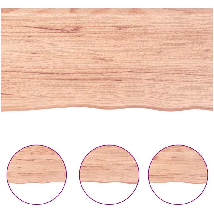 Bänkskiva badrum ljusbrun 120x50x(2-6) cm behandlat massivt trä vidaXL 120 x 50 x 6 cm – bild 6