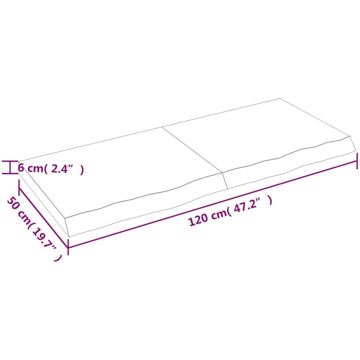 Bänkskiva badrum ljusbrun 120x50x(2-6) cm behandlat massivt trä vidaXL 120 x 50 x 6 cm – bild 10