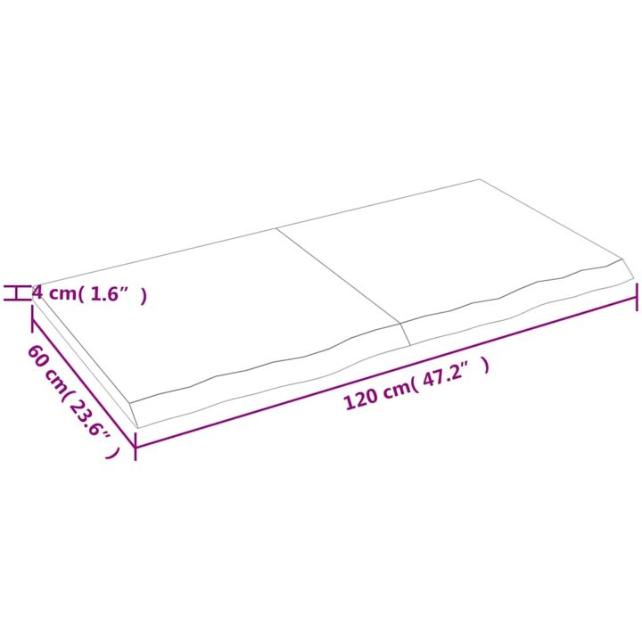 Bänkskiva badrum ljusbrun 120x60x(2-4) cm behandlat massivt trä vidaXL 120 x 60 x 4 cm – bild 10