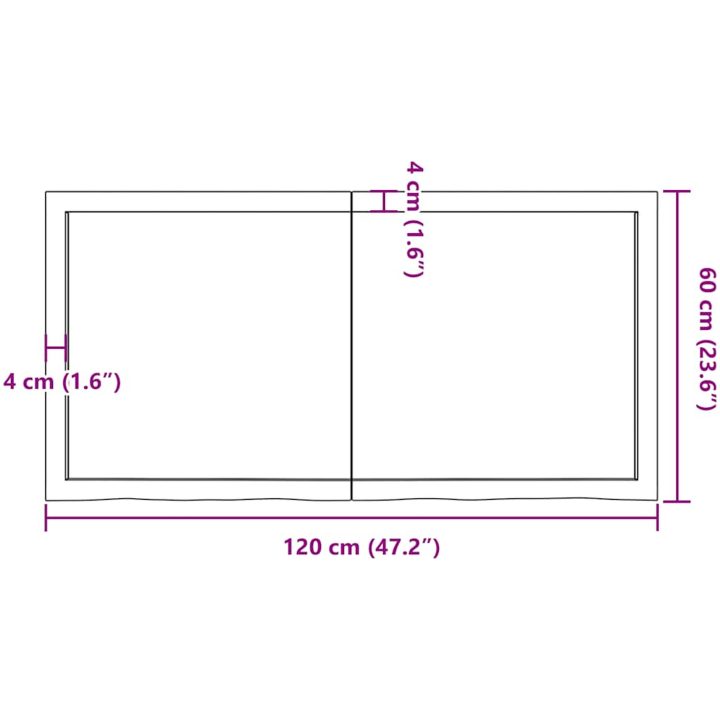 Bänkskiva badrum ljusbrun 120x60x(2-6) cm behandlat massivt trä vidaXL 120 x 60 x 6 cm – bild 11