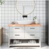 Bänkskiva badrum ljusbrun 120x60x(2-6) cm behandlat massivt trä vidaXL 120 x 60 x 6 cm – miniatyr 1