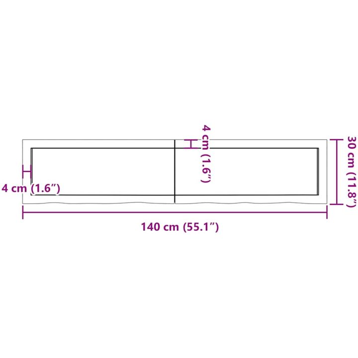 Bänkskiva badrum ljusbrun 140x30x(2-4) cm behandlat massivt trä vidaXL 140 x 30 x 4 cm – bild 11