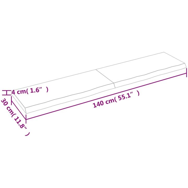 Bänkskiva badrum ljusbrun 140x30x(2-4) cm behandlat massivt trä vidaXL 140 x 30 x 4 cm – bild 10