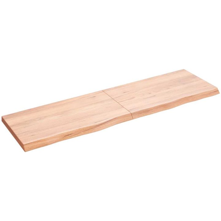 Bänkskiva badrum ljusbrun 140x40x(2-4) cm behandlat massivt trä vidaXL 140 x 40 x 4 cm – bild 2