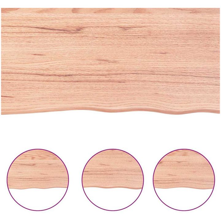 Bänkskiva badrum ljusbrun 140x40x(2-4) cm behandlat massivt trä vidaXL 140 x 40 x 4 cm – bild 6