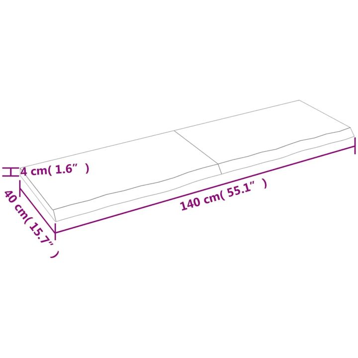 Bänkskiva badrum ljusbrun 140x40x(2-4) cm behandlat massivt trä vidaXL 140 x 40 x 4 cm – bild 10