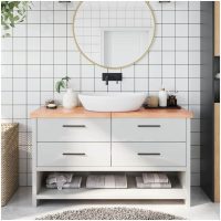 Bänkskiva badrum ljusbrun 140x40x(2-4) cm behandlat massivt trä vidaXL