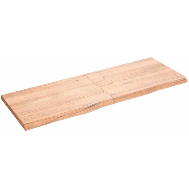 Bänkskiva badrum ljusbrun 140x50x(2-4) cm behandlat massivt trä vidaXL 140 x 50 x 4 cm – bild 2