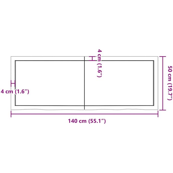 Bänkskiva badrum ljusbrun 140x50x(2-6) cm behandlat massivt trä vidaXL 140 x 50 x 6 cm – bild 11