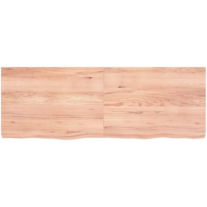 Bänkskiva badrum ljusbrun 140x50x(2-6) cm behandlat massivt trä vidaXL 140 x 50 x 6 cm – bild 3