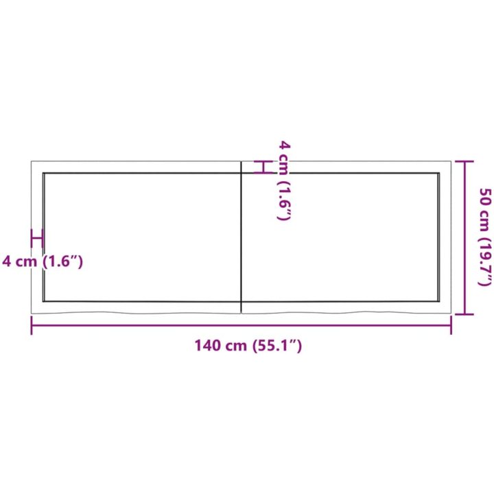 Bänkskiva badrum ljusbrun 140x50x(2-6) cm behandlat massivt trä vidaXL 140 x 50 x 6 cm – bild 10