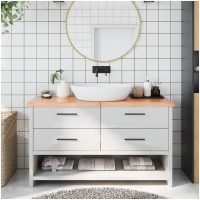 Bänkskiva badrum ljusbrun 140x60x(2-4) cm behandlat massivt trä vidaXL