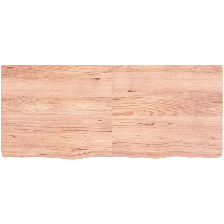 Bänkskiva badrum ljusbrun 140x60x(2-6) cm behandlat massivt trä vidaXL 140 x 60 x 6 cm – bild 3