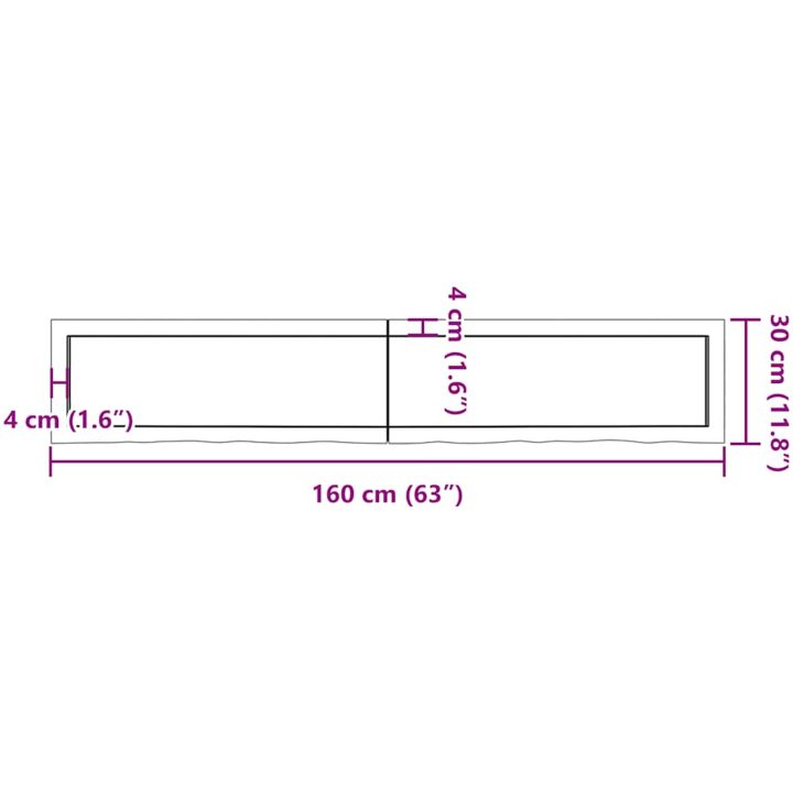 Bänkskiva badrum ljusbrun 160x30x(2-4) cm behandlat massivt trä vidaXL 160 x 30 x 4 cm – bild 11