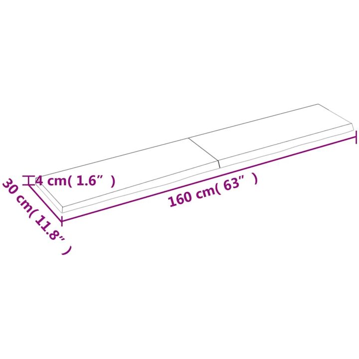 Bänkskiva badrum ljusbrun 160x30x(2-4) cm behandlat massivt trä vidaXL 160 x 30 x 4 cm – bild 10