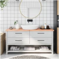 Bänkskiva badrum ljusbrun 160x30x(2-4) cm behandlat massivt trä vidaXL