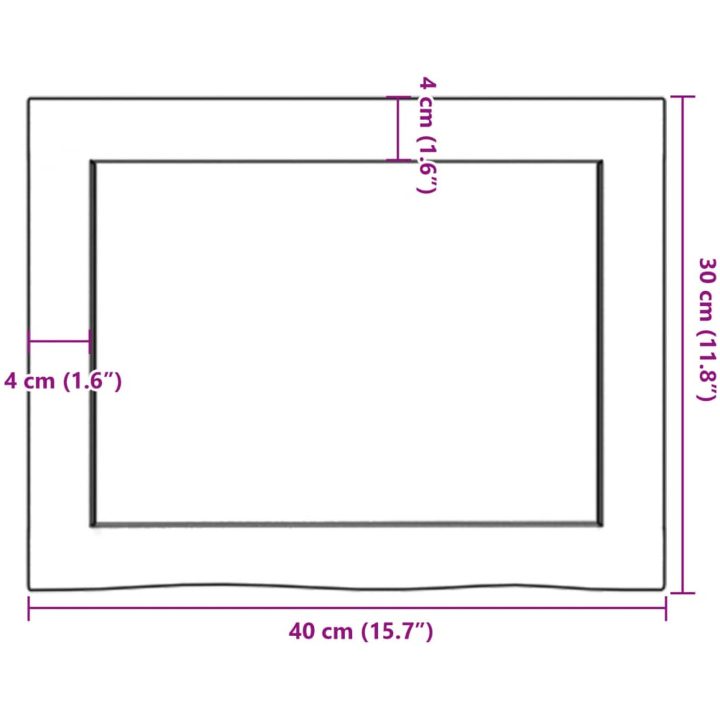 Bänkskiva badrum ljusbrun 40x30x(2-6) cm behandlat massivt trä vidaXL 40 x 30 x 6 cm – bild 9