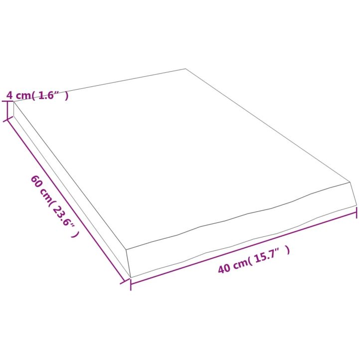 Bänkskiva badrum ljusbrun 40x60x(2-4) cm behandlat massivt trä vidaXL 40 x 60 x 4 cm – bild 8