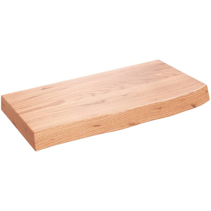 Bänkskiva badrum ljusbrun 60x30x(2-6) cm behandlat massivt trä vidaXL 60 x 30 x 6 cm – bild 2