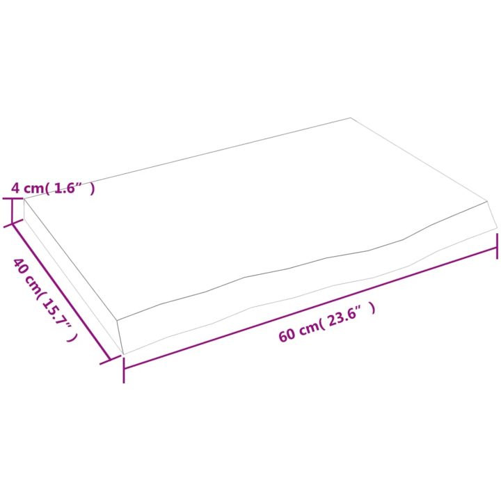 Bänkskiva badrum ljusbrun 60x40x(2-4) cm behandlat massivt trä vidaXL 60 x 40 x 4 cm – bild 8