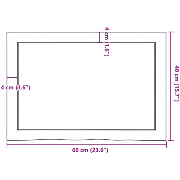 Bänkskiva badrum ljusbrun 60x40x(2-4) cm behandlat massivt trä vidaXL 60 x 40 x 4 cm – bild 9