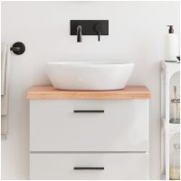 Bänkskiva badrum ljusbrun 60x40x(2-4) cm behandlat massivt trä vidaXL