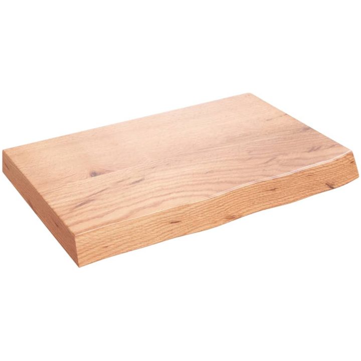 Bänkskiva badrum ljusbrun 60x40x(2-6) cm behandlat massivt trä vidaXL 60 x 40 x 6 cm – bild 2
