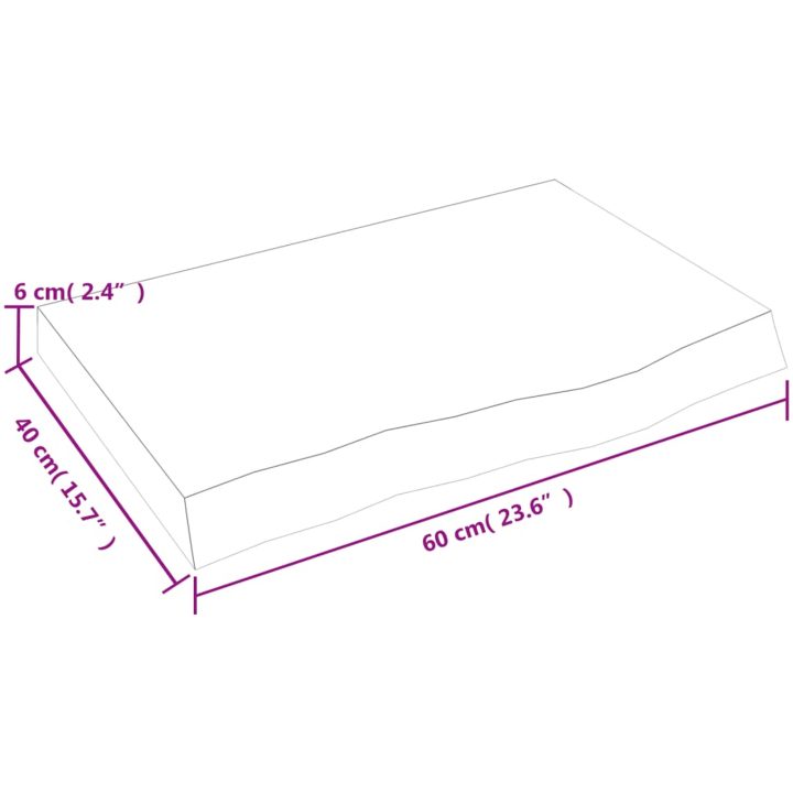 Bänkskiva badrum ljusbrun 60x40x(2-6) cm behandlat massivt trä vidaXL 60 x 40 x 6 cm – bild 8