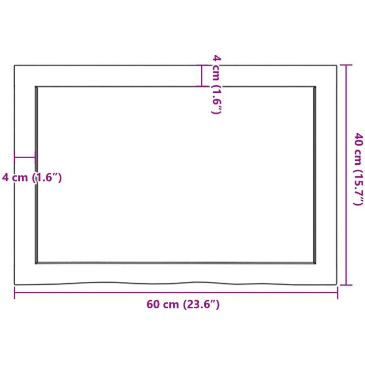 Bänkskiva badrum ljusbrun 60x40x(2-6) cm behandlat massivt trä vidaXL 60 x 40 x 6 cm – bild 9