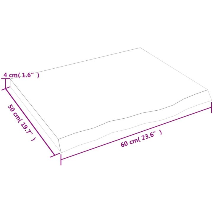 Bänkskiva badrum ljusbrun 60x50x(2-4) cm behandlat massivt trä vidaXL 60 x 50 x 4 cm – bild 8