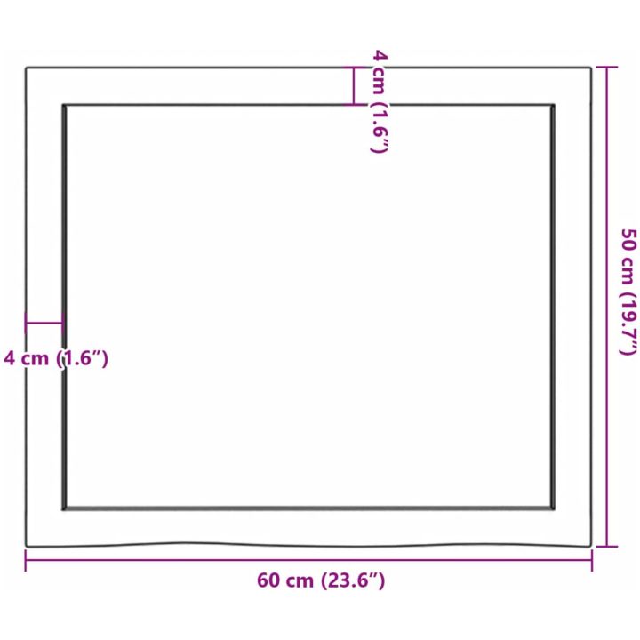 Bänkskiva badrum ljusbrun 60x50x(2-4) cm behandlat massivt trä vidaXL 60 x 50 x 4 cm – bild 9