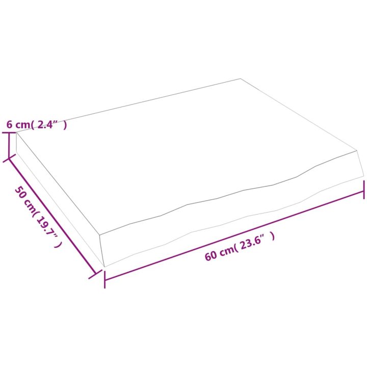 Bänkskiva badrum ljusbrun 60x50x(2-6) cm behandlat massivt trä vidaXL 60 x 50 x 6 cm – bild 8
