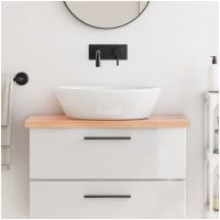 Bänkskiva badrum ljusbrun 80x30x(2-4) cm behandlat massivt trä vidaXL