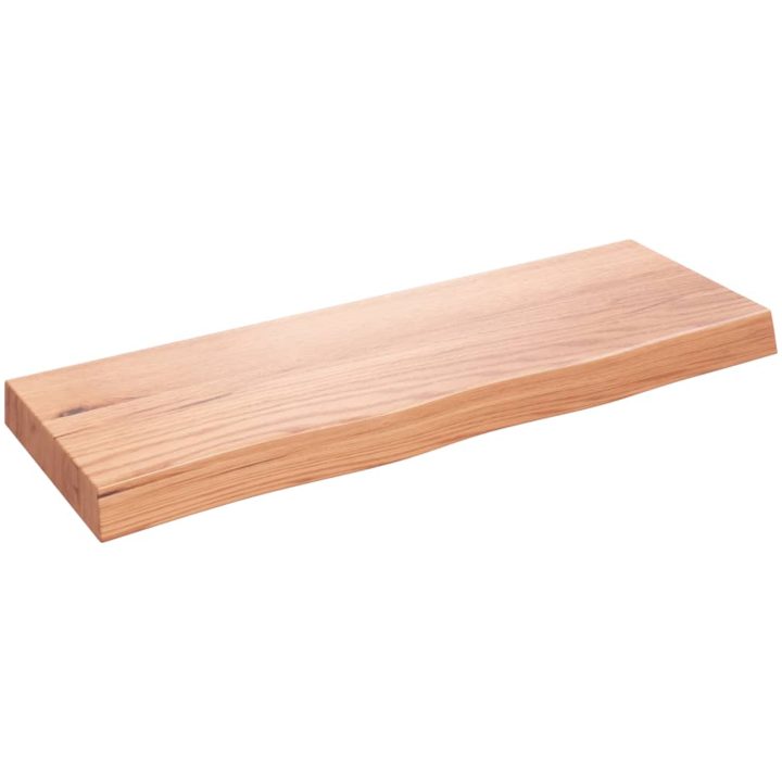 Bänkskiva badrum ljusbrun 80x30x(2-6) cm behandlat massivt trä vidaXL 80 x 30 x 6 cm – bild 2