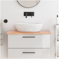 Bänkskiva badrum ljusbrun 80x40x(2-4) cm behandlat massivt trä vidaXL