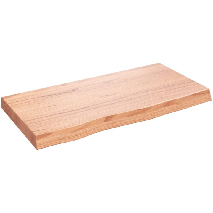 Bänkskiva badrum ljusbrun 80x40x(2-6) cm behandlat massivt trä vidaXL 80 x 40 x 6 cm – bild 2