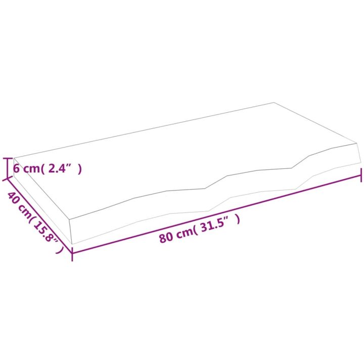 Bänkskiva badrum ljusbrun 80x40x(2-6) cm behandlat massivt trä vidaXL 80 x 40 x 6 cm – bild 8