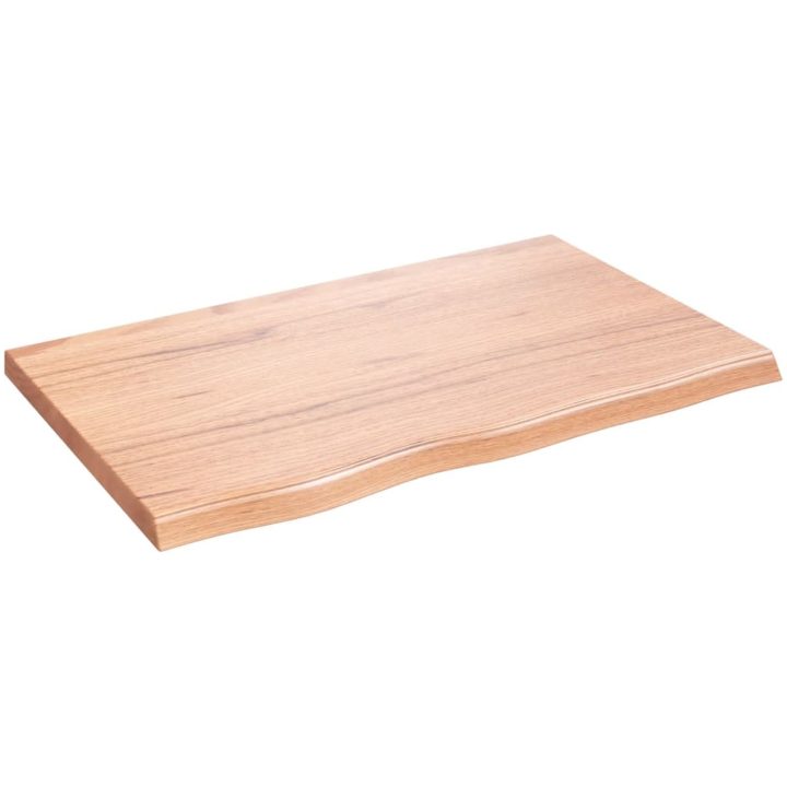 Bänkskiva badrum ljusbrun 80x50x(2-4) cm behandlat massivt trä vidaXL 80 x 50 x 4 cm – bild 2
