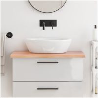 Bänkskiva badrum ljusbrun 80x50x(2-4) cm behandlat massivt trä vidaXL