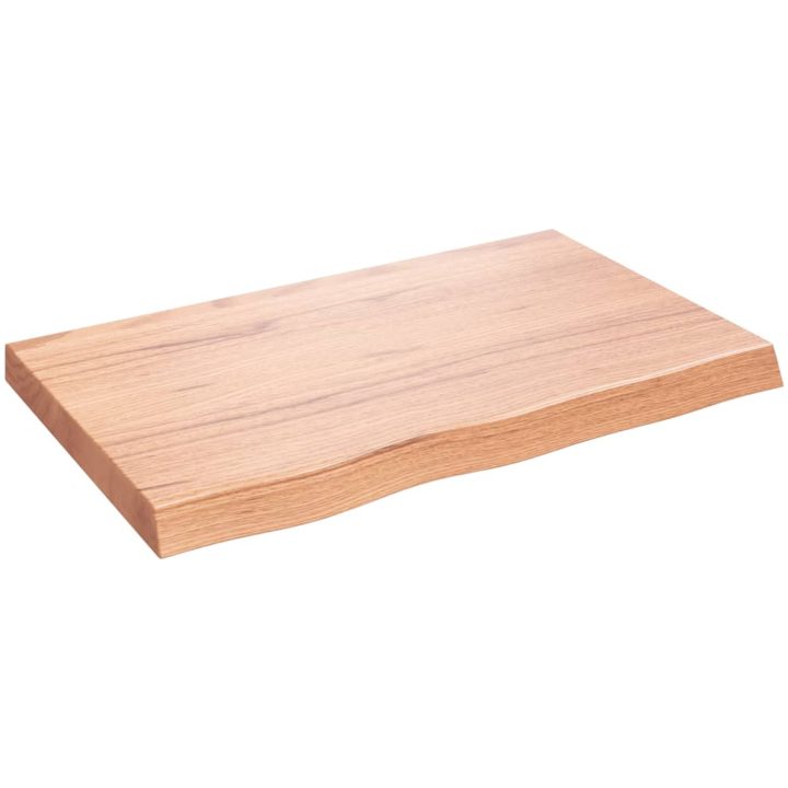 Bänkskiva badrum ljusbrun 80x50x(2-6) cm behandlat massivt trä vidaXL 80 x 50 x 6 cm – bild 2