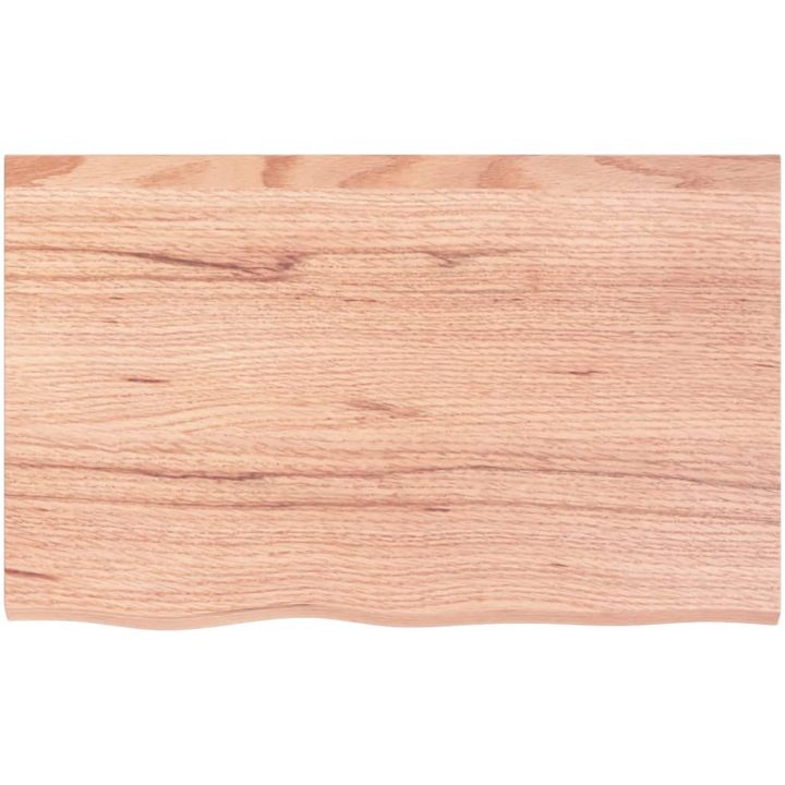 Bänkskiva badrum ljusbrun 80x50x(2-6) cm behandlat massivt trä vidaXL 80 x 50 x 6 cm – bild 3
