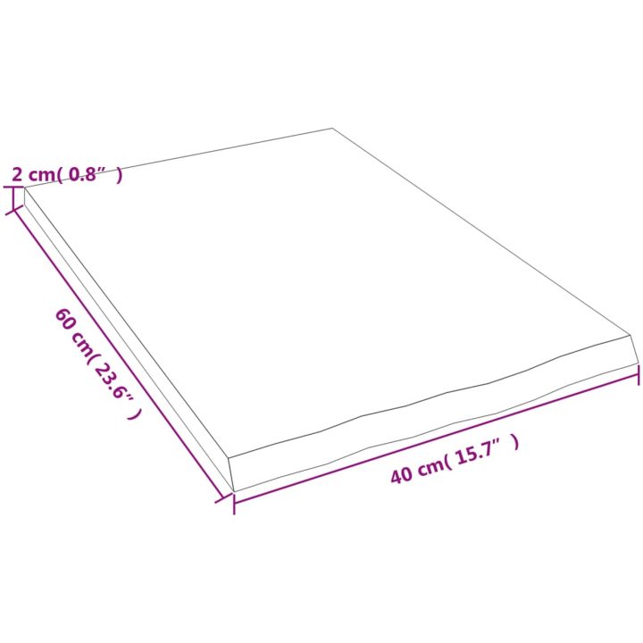 Bänkskiva badrum ljusbrun behandlat massivt trä vidaXL 40 x 60 x 2 cm – bild 6