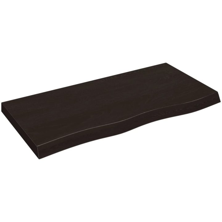 Bänkskiva badrum mörkbrun 100x50x(2-6) cm behandlat massivt trä vidaXL 100 x 50 x 6 cm – bild 2