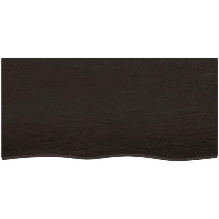 Bänkskiva badrum mörkbrun 100x50x(2-6) cm behandlat massivt trä vidaXL 100 x 50 x 6 cm – bild 3